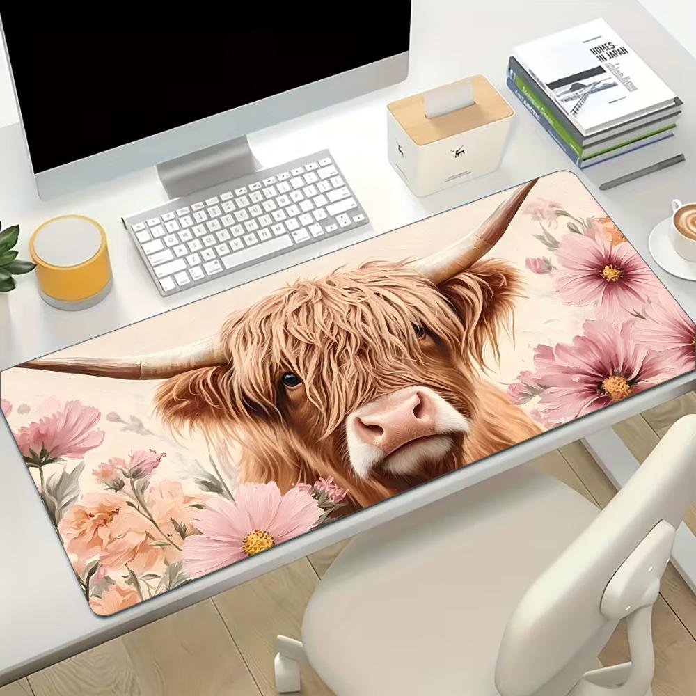 Cow Mat Rubber - Grand tapis de bureau esthétique motif