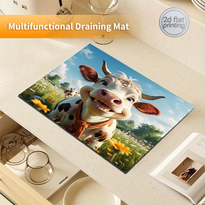 Cow Mat Rubber - Tapis de séchage absorbant 2D à